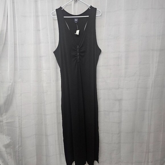 NWT Gap Black Sleeveless Maxi Dress Minimalist Lagenlook Boho Shift Maxi XXL - Picture 7 of 10